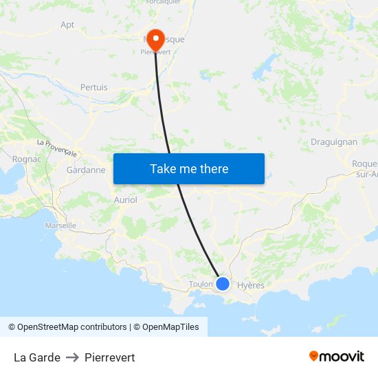 La Garde to Pierrevert map