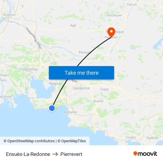 Ensuès-La-Redonne to Pierrevert map