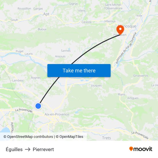 Éguilles to Pierrevert map