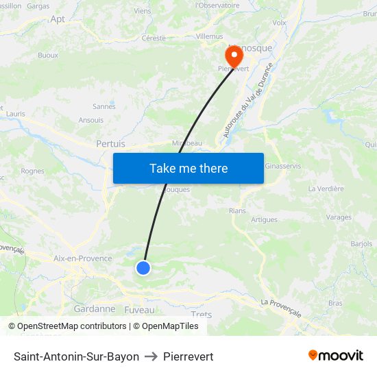 Saint-Antonin-Sur-Bayon to Pierrevert map