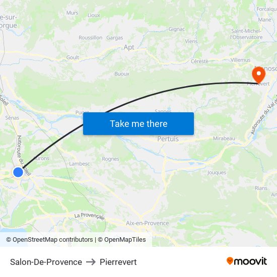 Salon-De-Provence to Pierrevert map