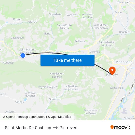 Saint-Martin-De-Castillon to Pierrevert map