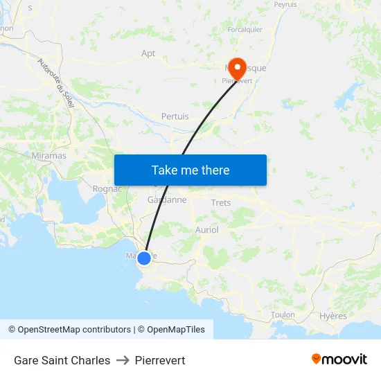 Gare Saint Charles to Pierrevert map