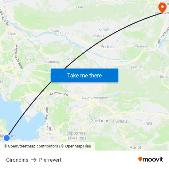 Girondins to Pierrevert map