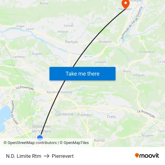 N.D. Limite Rtm to Pierrevert map