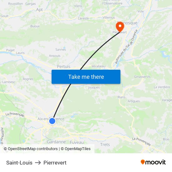 Saint-Louis to Pierrevert map