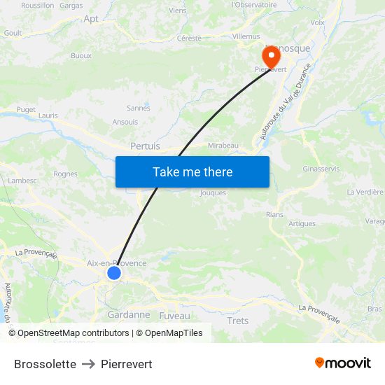 Brossolette to Pierrevert map