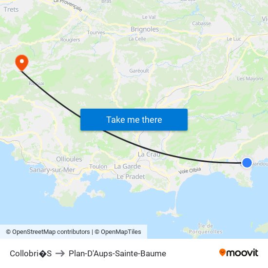 Collobri�S to Plan-D'Aups-Sainte-Baume map