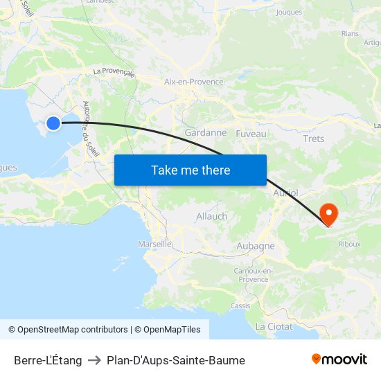 Berre-L'Étang to Plan-D'Aups-Sainte-Baume map