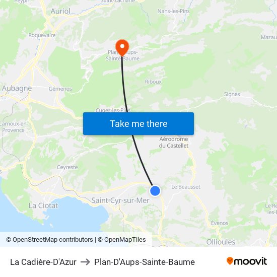 La Cadière-D'Azur to Plan-D'Aups-Sainte-Baume map