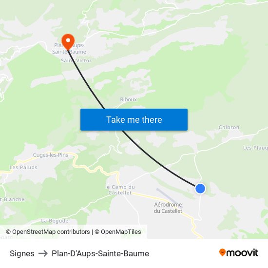 Signes to Plan-D'Aups-Sainte-Baume map