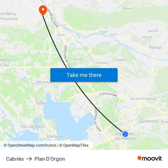 Cabriès to Plan-D'Orgon map