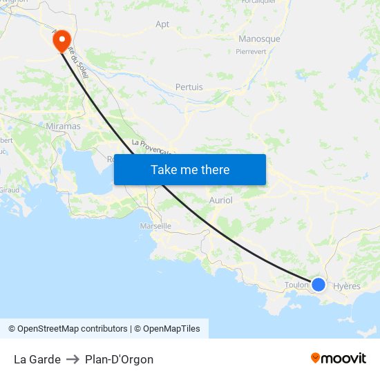 La Garde to Plan-D'Orgon map