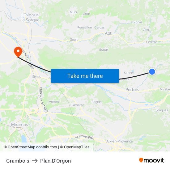 Grambois to Plan-D'Orgon map