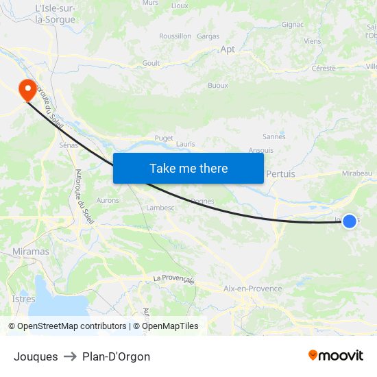 Jouques to Plan-D'Orgon map