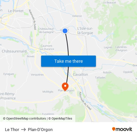 Le Thor to Plan-D'Orgon map