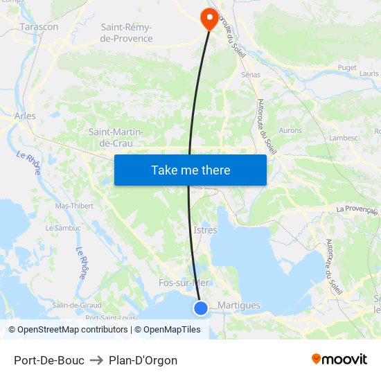Port-De-Bouc to Plan-D'Orgon map