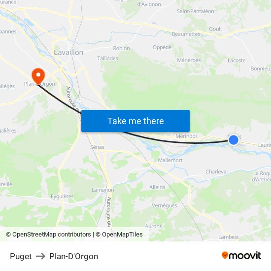 Puget to Plan-D'Orgon map