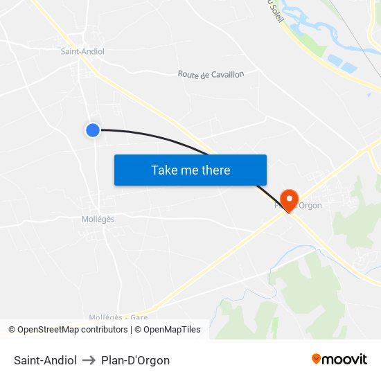 Saint-Andiol to Plan-D'Orgon map
