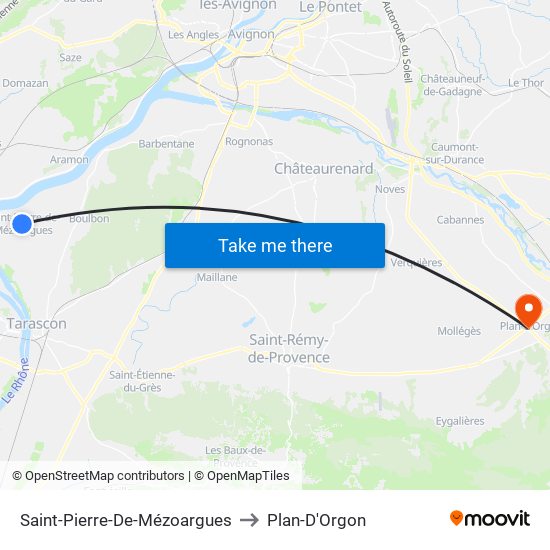 Saint-Pierre-De-Mézoargues to Plan-D'Orgon map