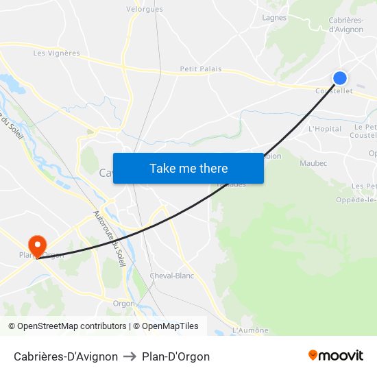 Cabrières-D'Avignon to Plan-D'Orgon map