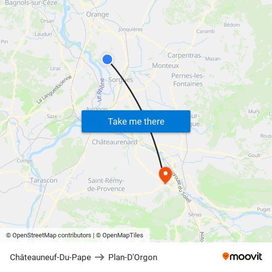 Châteauneuf-Du-Pape to Plan-D'Orgon map