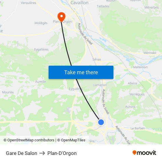 Gare De Salon to Plan-D'Orgon map