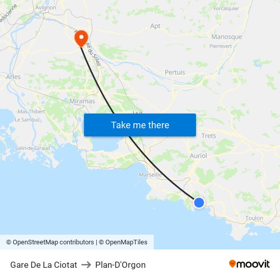 Gare De La Ciotat to Plan-D'Orgon map