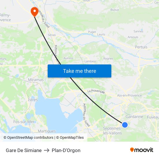 Gare De Simiane to Plan-D'Orgon map