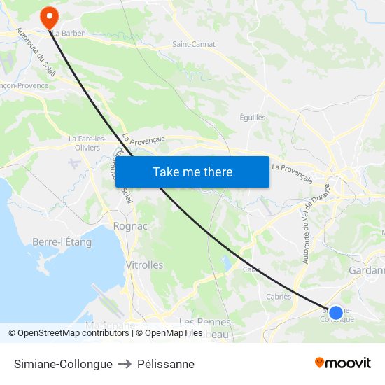 Simiane-Collongue to Pélissanne map