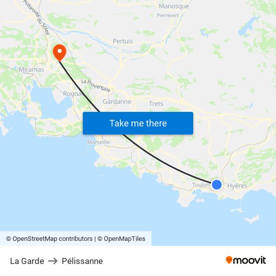 La Garde to Pélissanne map