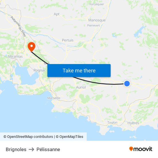 Brignoles to Pélissanne map