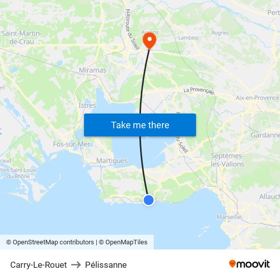 Carry-Le-Rouet to Pélissanne map