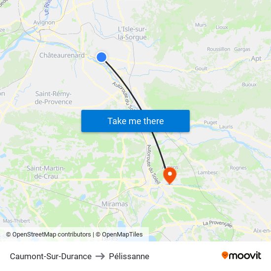 Caumont-Sur-Durance to Pélissanne map