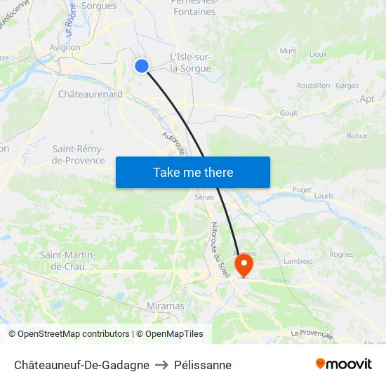 Châteauneuf-De-Gadagne to Pélissanne map