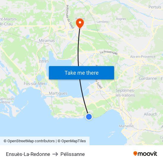 Ensuès-La-Redonne to Pélissanne map