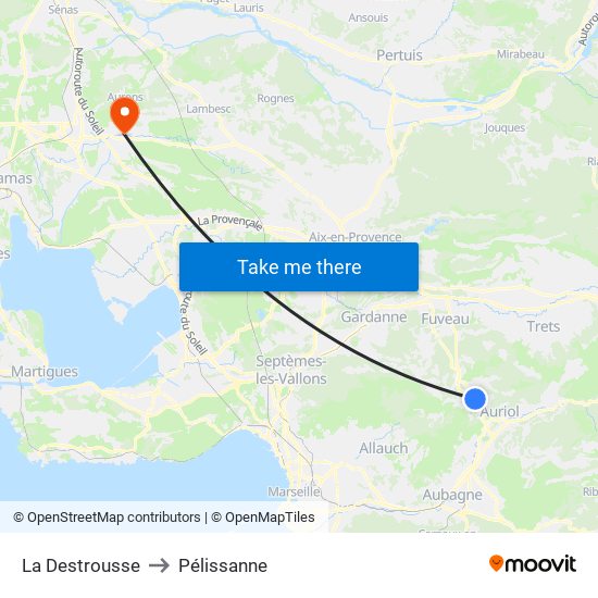 La Destrousse to Pélissanne map