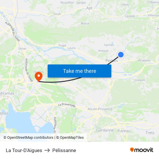 La Tour-D'Aigues to Pélissanne map