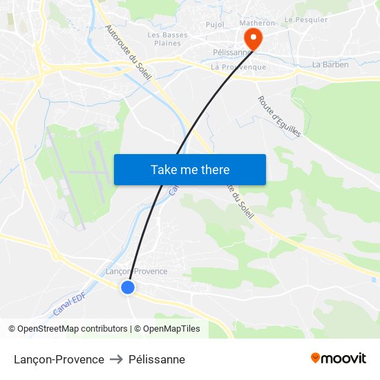 Lançon-Provence to Pélissanne map