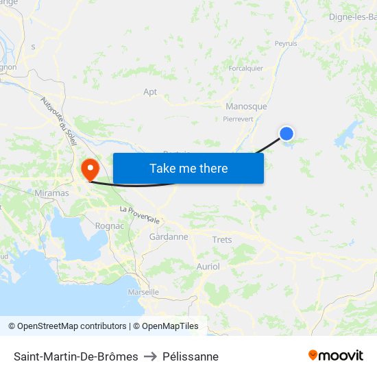 Saint-Martin-De-Brômes to Pélissanne map