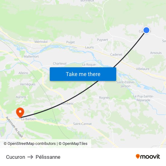 Cucuron to Pélissanne map