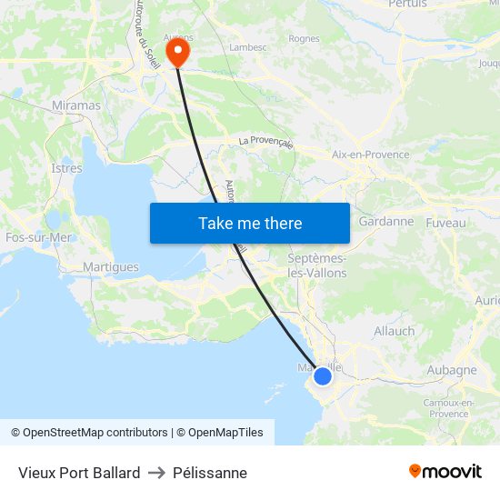 Vieux Port Ballard to Pélissanne map
