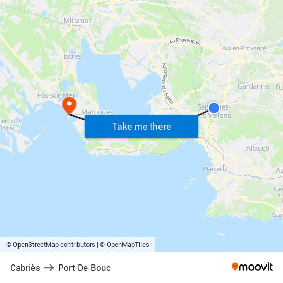 Cabriès to Port-De-Bouc map