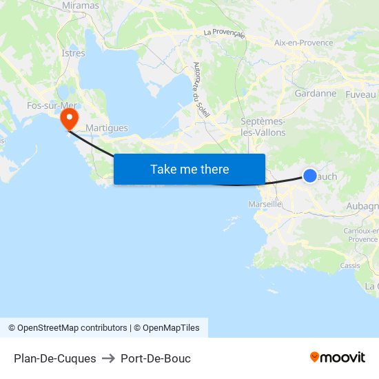 Plan-De-Cuques to Port-De-Bouc map