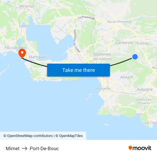 Mimet to Port-De-Bouc map