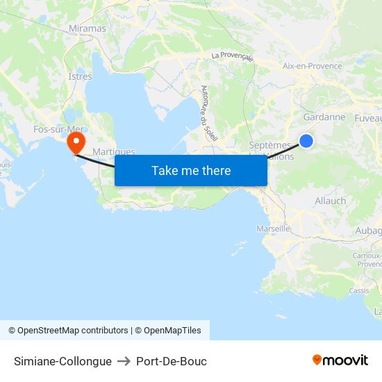 Simiane-Collongue to Port-De-Bouc map