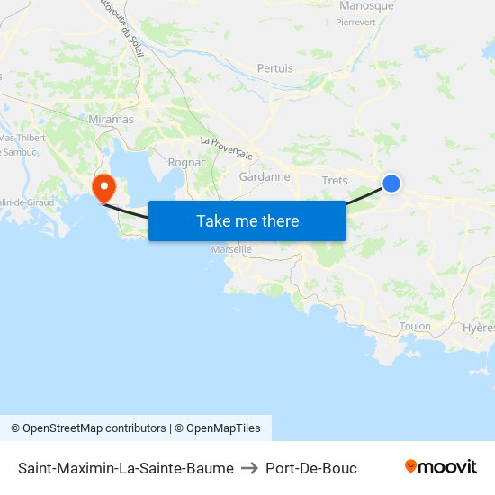 Saint-Maximin-La-Sainte-Baume to Port-De-Bouc map