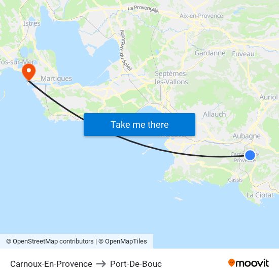 Carnoux-En-Provence to Port-De-Bouc map