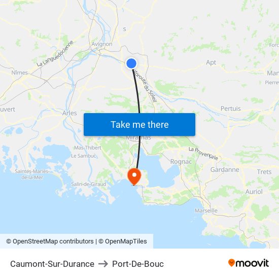 Caumont-Sur-Durance to Port-De-Bouc map