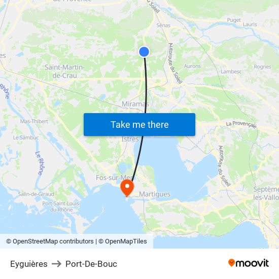 Eyguières to Port-De-Bouc map